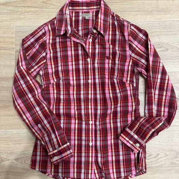 Vintage Burberry plaid button up top - Picture 2 of 9